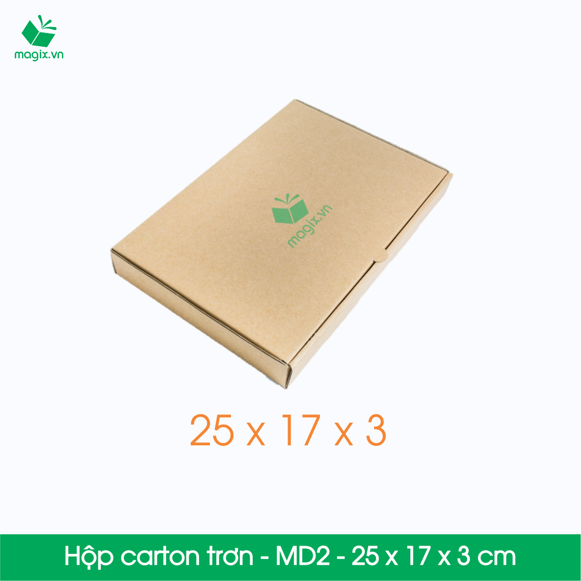 MD2 - 25x17x3 cm - 50 Thùng hộp carton trơn đóng hàng