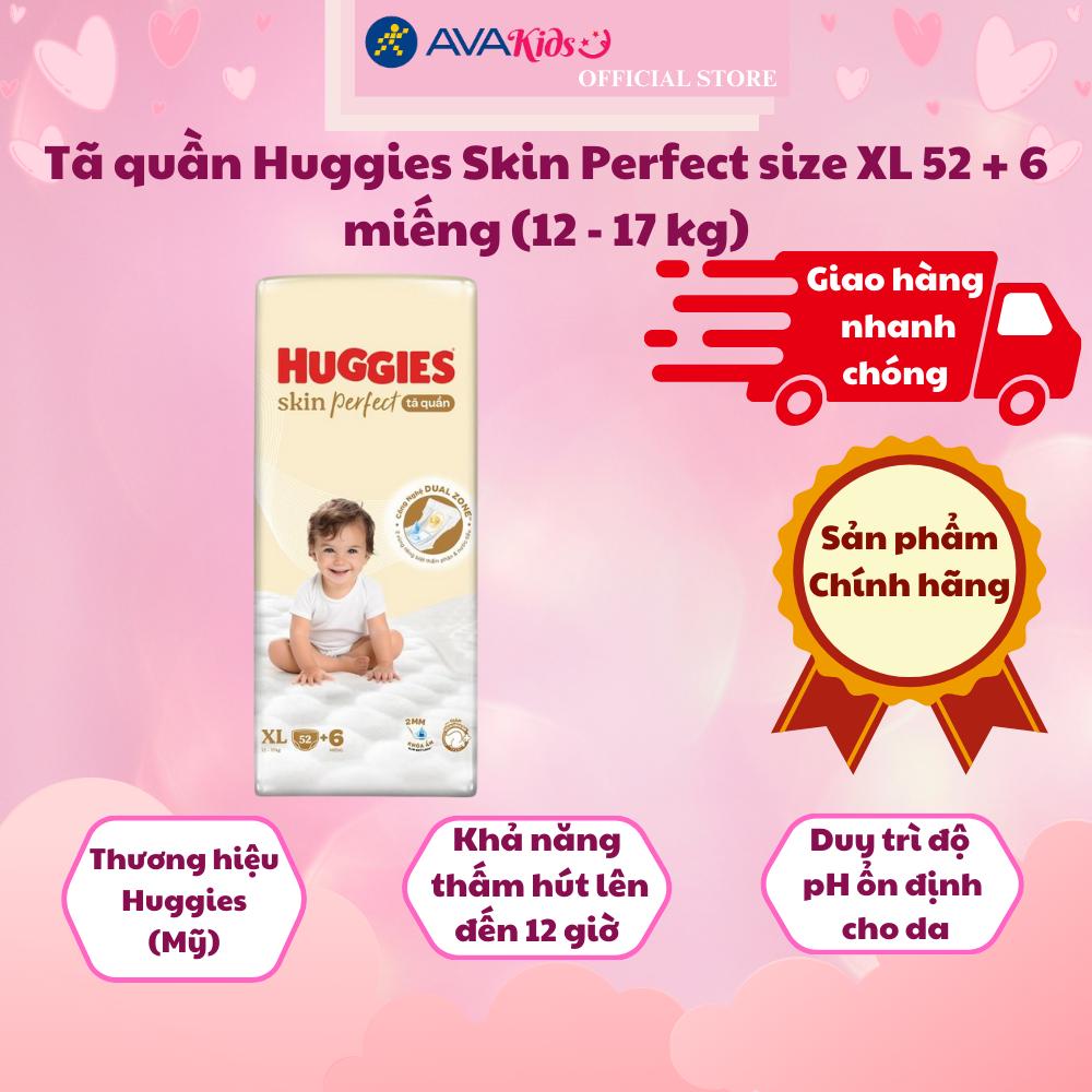 Tã quần Huggies Skin Perfect size XL 52 + 6 miếng (12 - 17 kg)