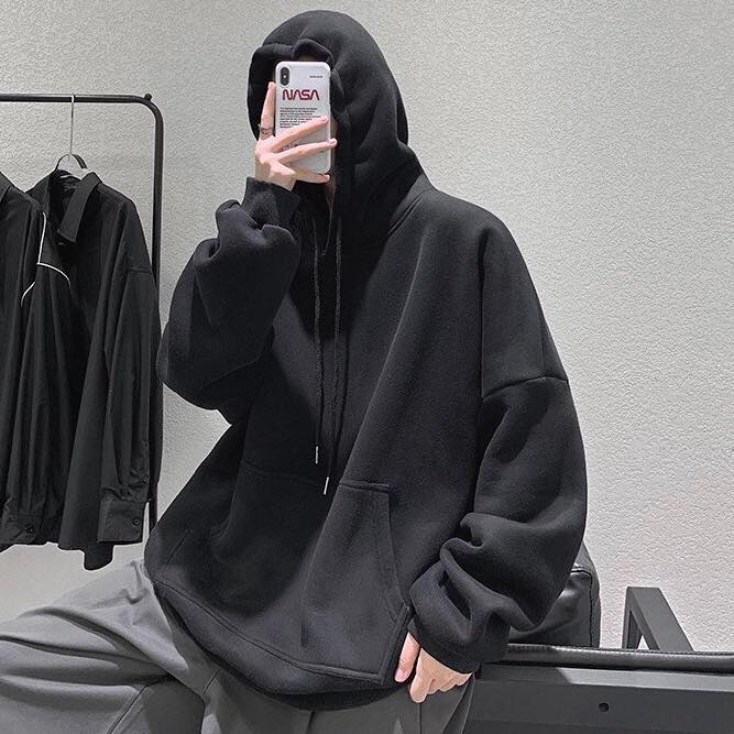 Hoodie đen trơn unisex, áo khoác hoodie basic - Gin Store