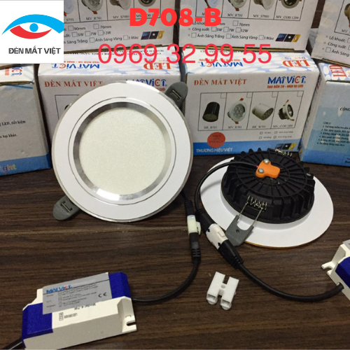 Đèn Led Âm Trần MẮT VIỆT MV-D708-DM 7W Đổi Mầu Lỗ Khoét 90mm
