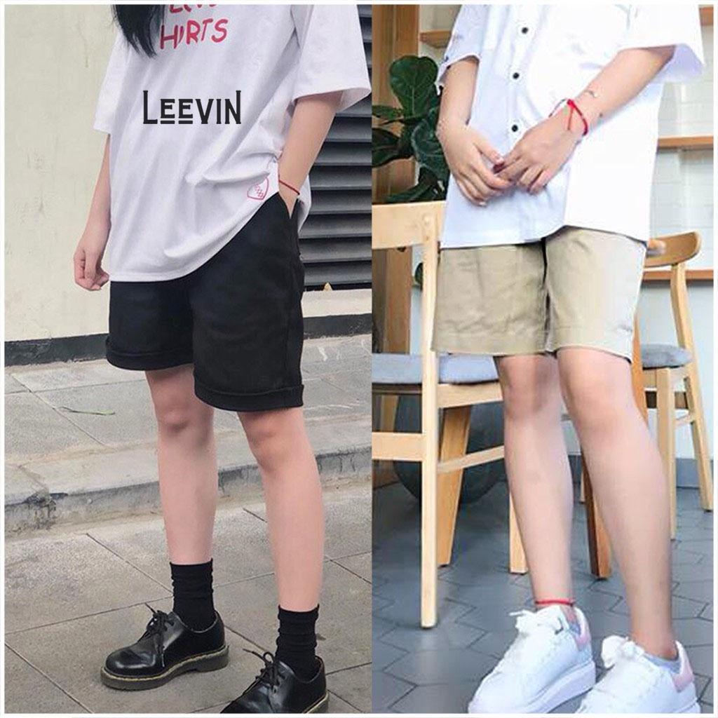 Quần Short Kaki lưng thun nam - Sọt Lững Kiểu Dáng Thể Thao Unisex sáu Màu Đen, Xám.đỏ,rêu.kem,trắng 01x