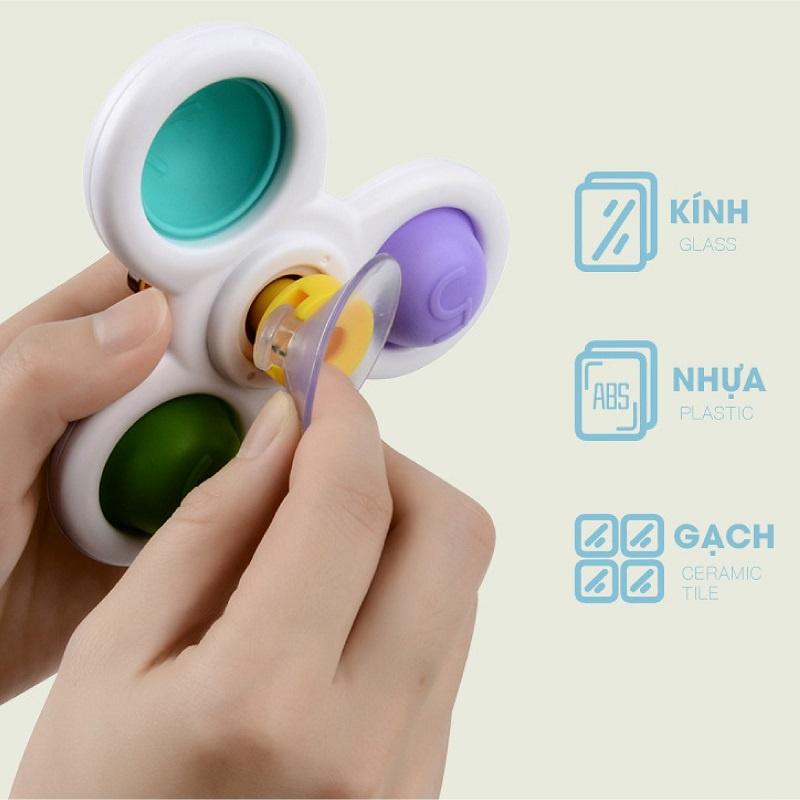 Bộ 3 Con Quay Đồ Chơi Spinner Dán Tường Kiểu Dáng Đáng Yêu Làm Từ Nhựa ABS Và Silicon An Toàn Cho Bé