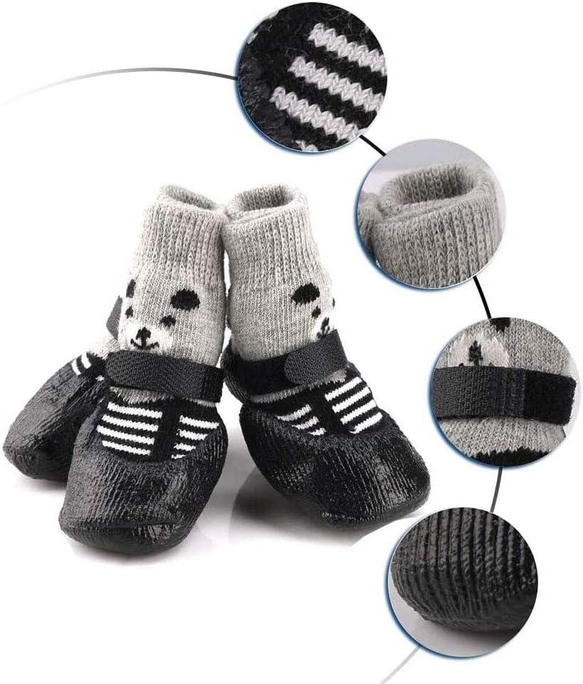 2 Đôi Bảo Vệ Chân, Giày Cho Chó Chống Thấm Nước, Ủng Bảo Vệ Cho Chó, Vớ Cho Chó Có Thể Điều Chỉnh Chống Trượt Bằng Bông Màu Đen,