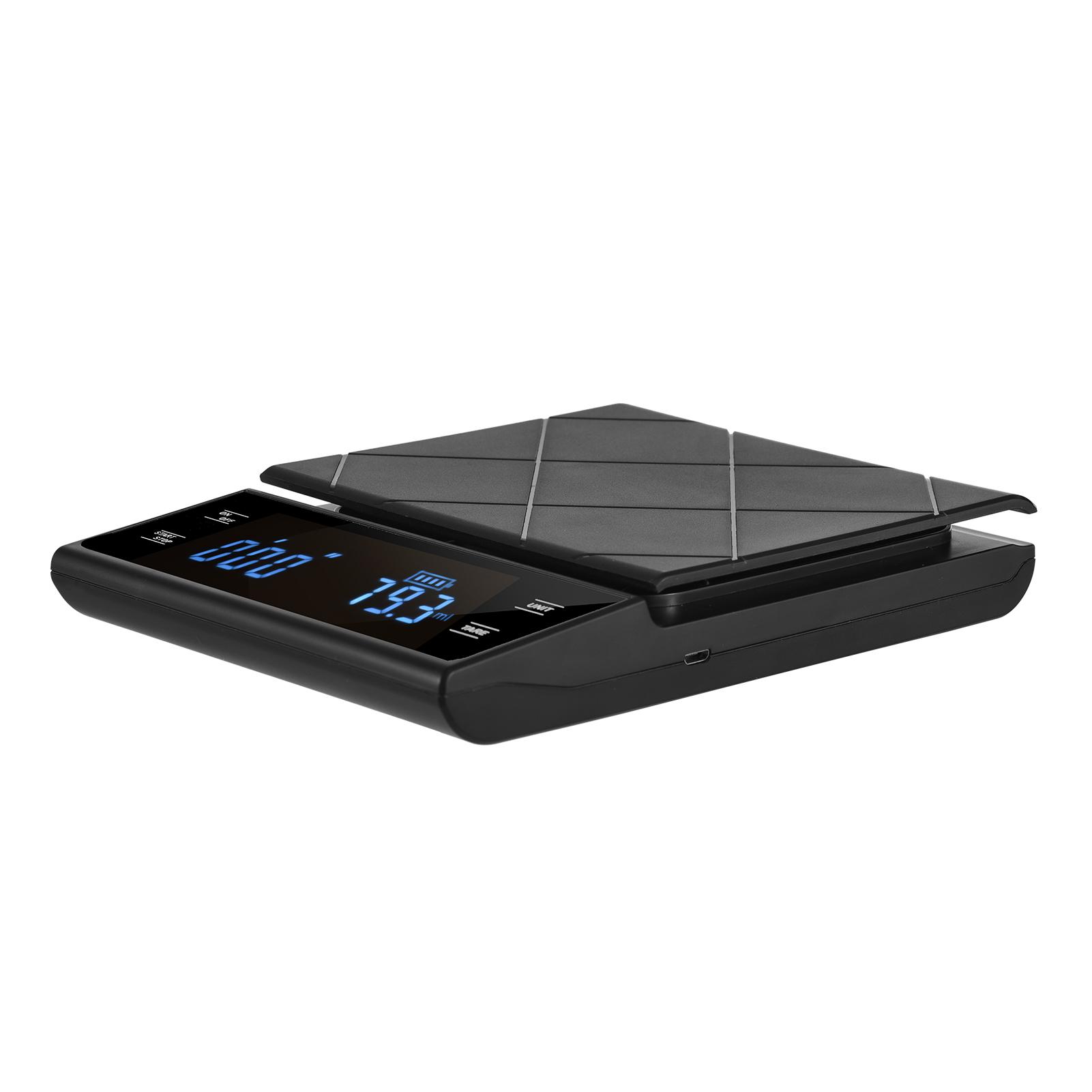Digital LED Touch Kitchen Scale 3kg/ 0.1g High Precision Time Counting Coffee Brewing Scale Portable Electronic Food Scales with Unit Change/ Tare for Cooking Baking