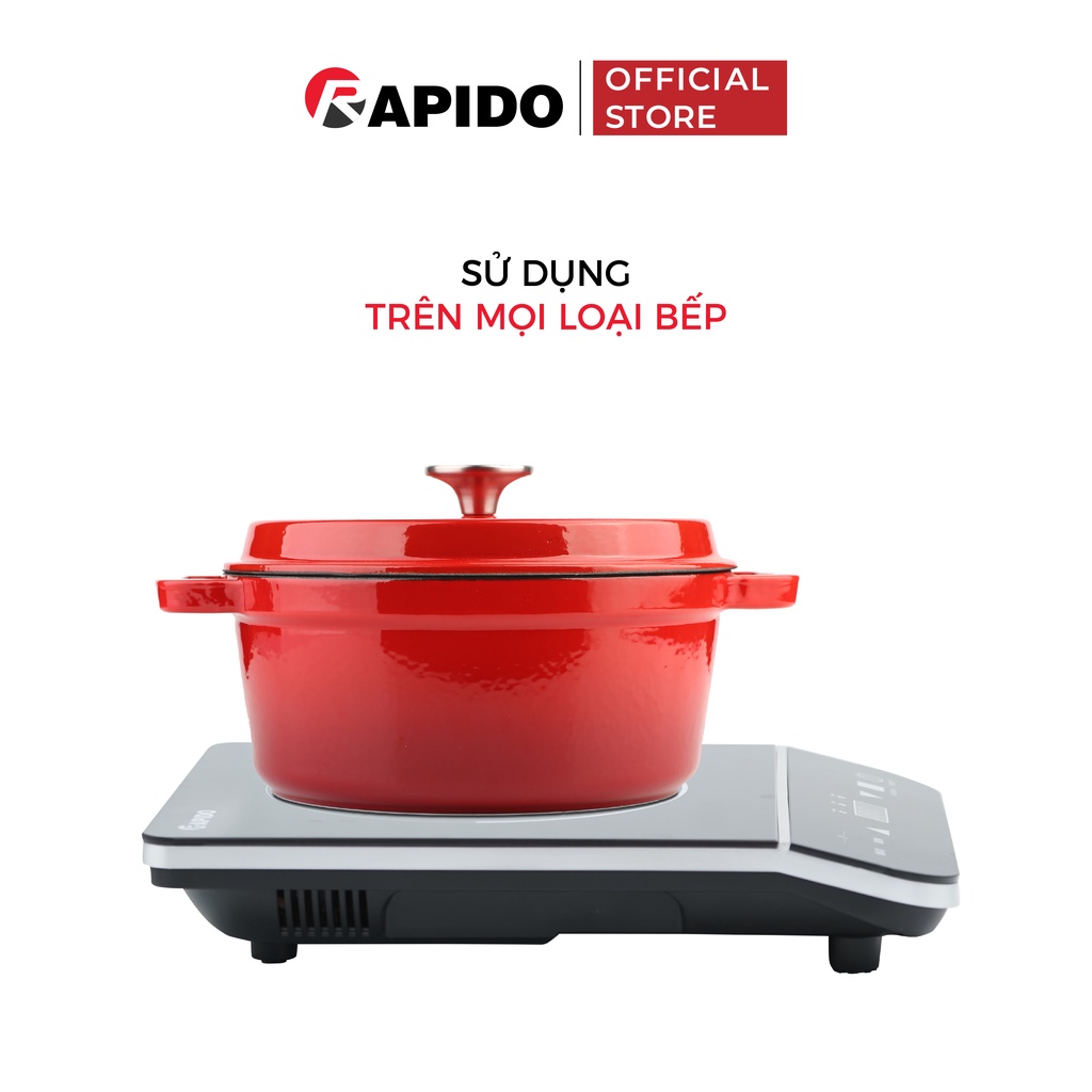 Nồi gang đúc nguyên khối tráng men RAPIDO 20cm xuất châu Âu - Hàng chính hãng