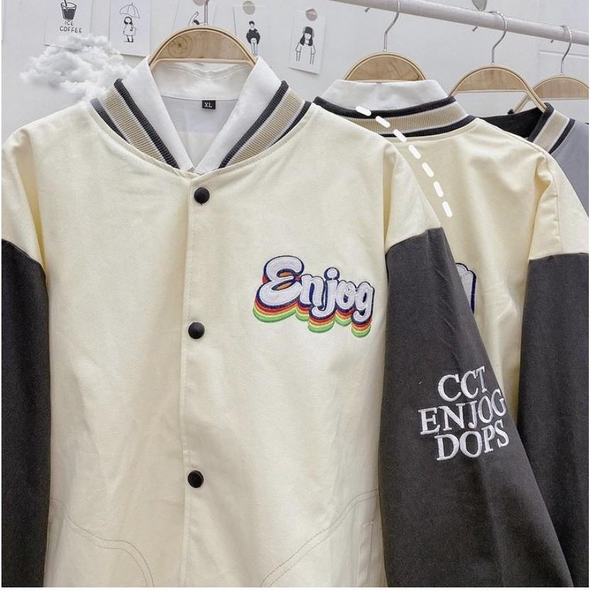 Áo Jacket Bombers Nhung Thêu ENJOG 2 Màu