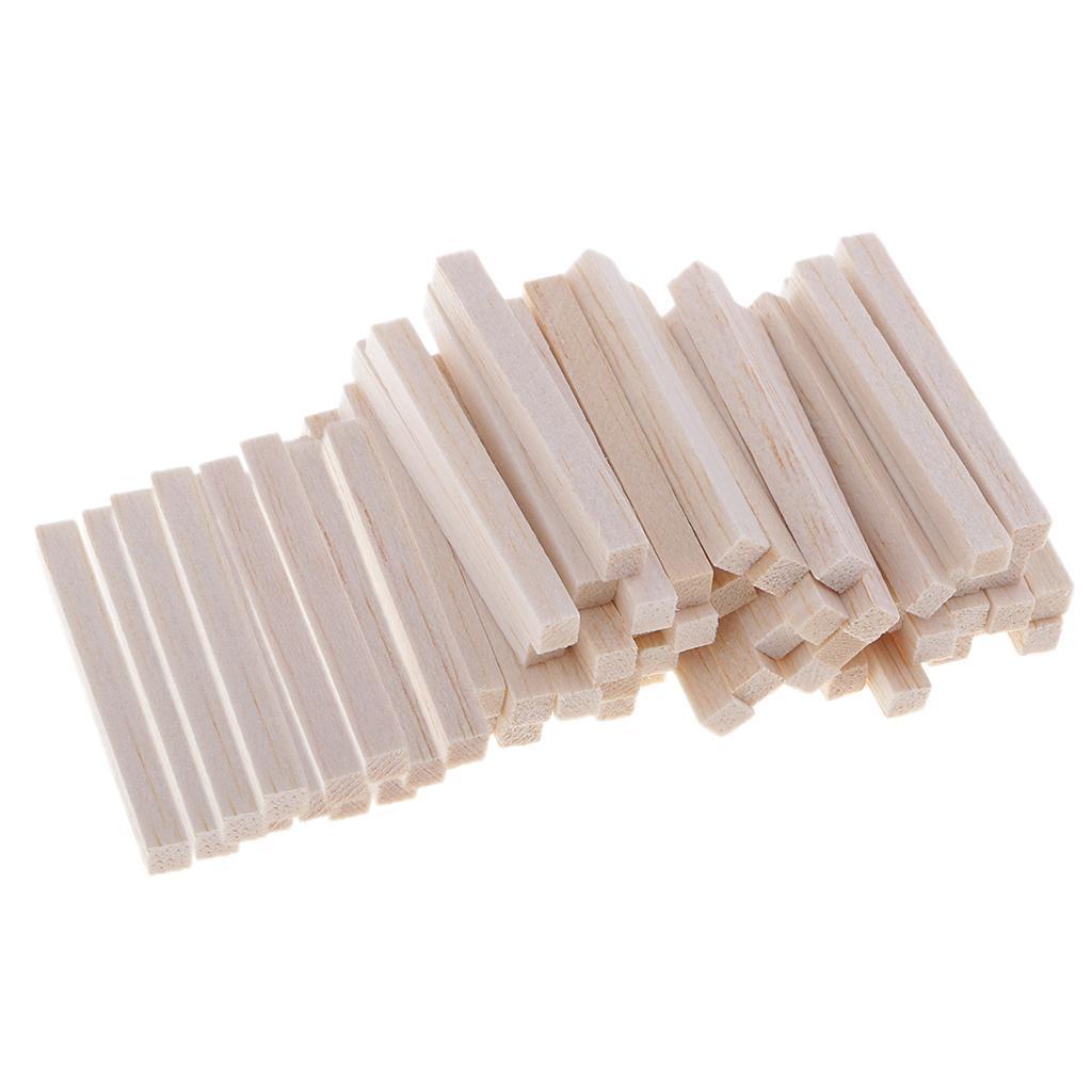 2x 60Pcs Balsa Wood Stick Unfinished Woodcraft Rectangle Wooden Stick Modelling