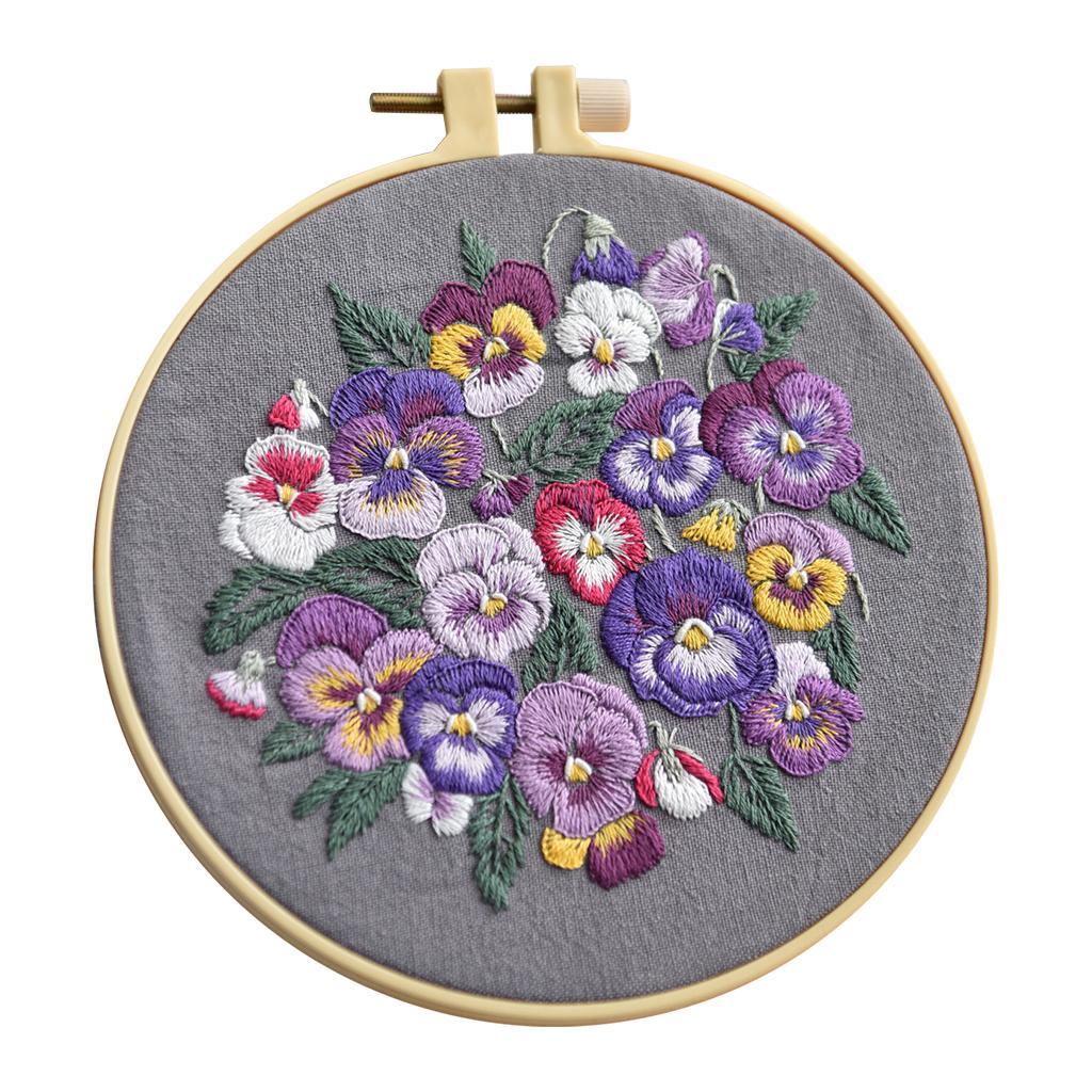Starter Embroidery Set Cross Stitch Kit Craft DIY Tools -Threads, Fabric,