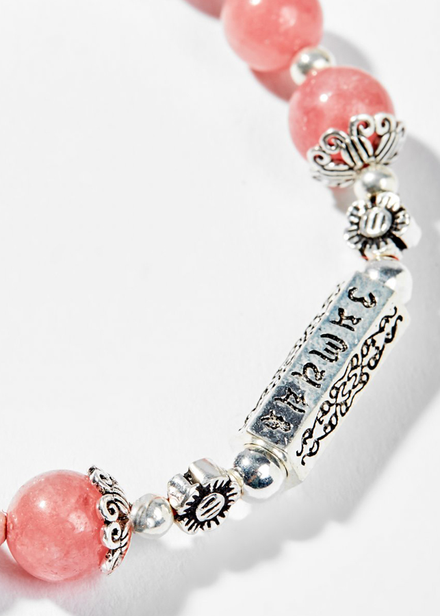 Vòng Tay Phong Thủy Đá Rhodochrosite Phối Charm Hoa Sen Bạc  Mệnh Hỏa, Thổ Ngọc Quý Gemstones