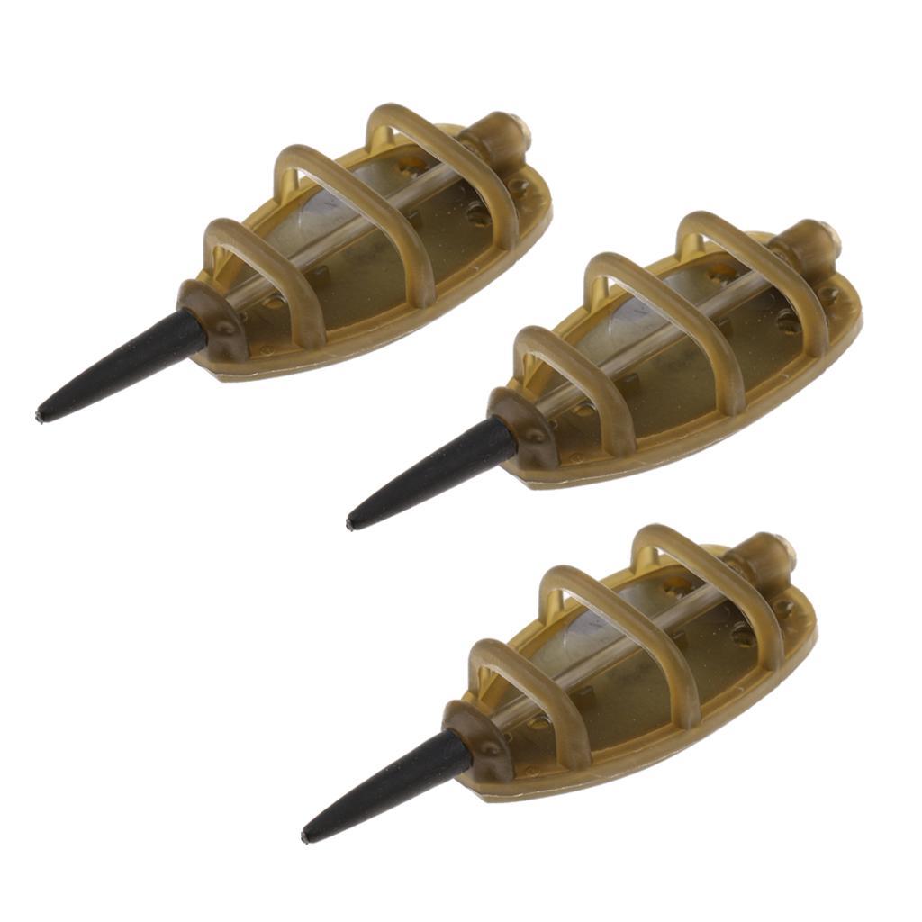 3Pcs Inline Method Feeder Set Carp Fishing Tackle Bait Cage with Lead Sinker