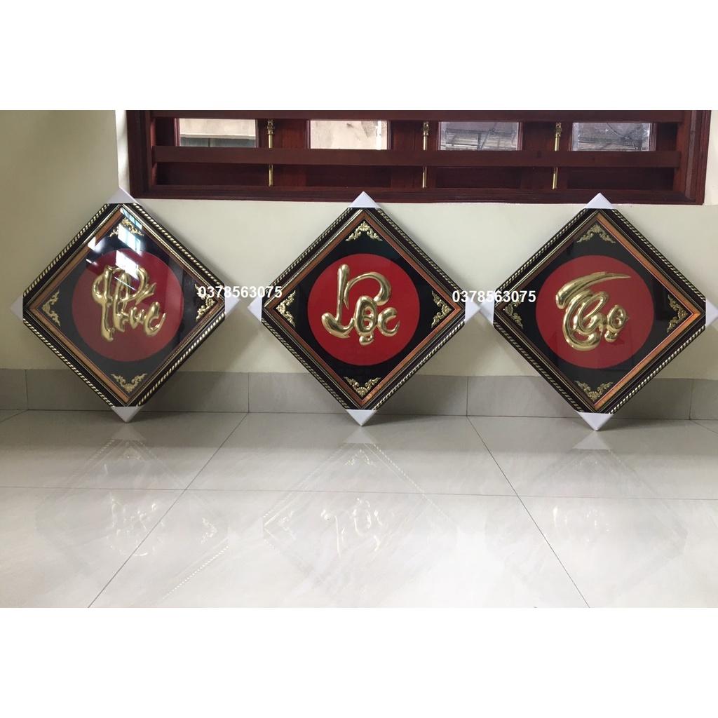 Tranh chữ Phúc -Lộc - Thọ bằng đồng nguyên chất 57x57cm