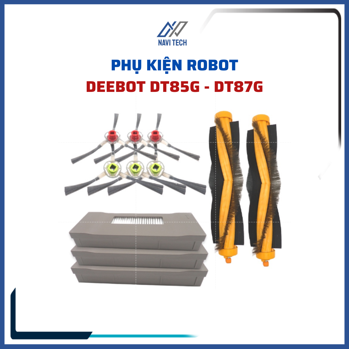 Phụ kiện màng lọc khăn lau, chổi cạnh, chổi giữa cho Robot hút bụi Deebot DT85G DT87G