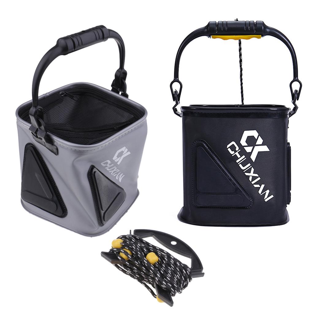Collapsible Folding Fishing Bucket Outdoor Camping Panic Water Bucket Black