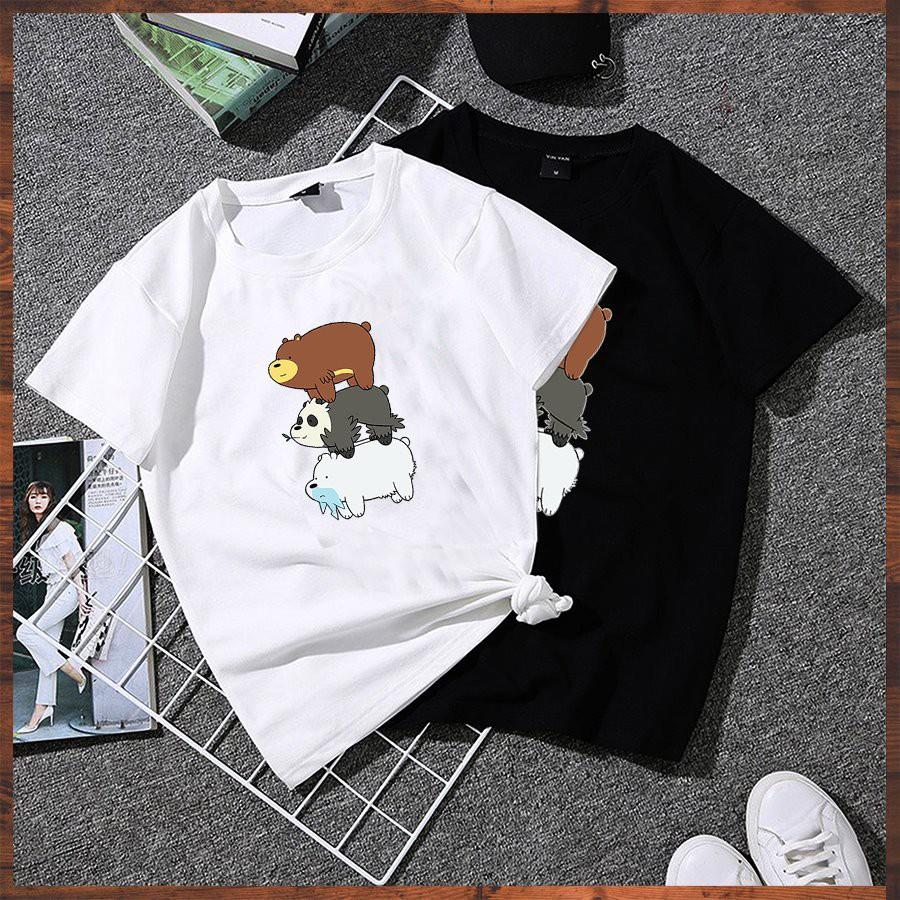 Áo thun nữ in hình 3 chú gấu vải dày mịn 20NU1176