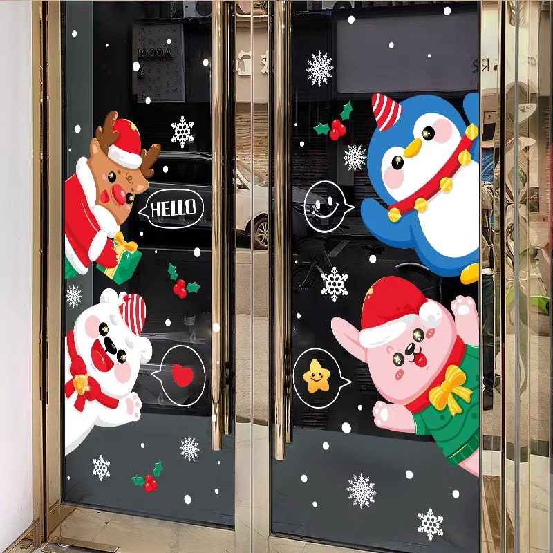 Decal Dán Kính Trang Trí Noel Hít Tĩnh Điện ( ko cần keo ) AMJ952ABCD