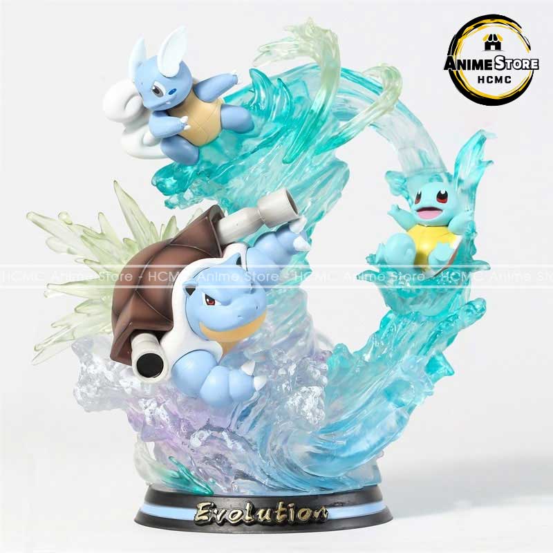 Mô hình Pokemon tiến hóa Squirtle - Wartortle - Blastoise siêu ngầu - Có đèn LED