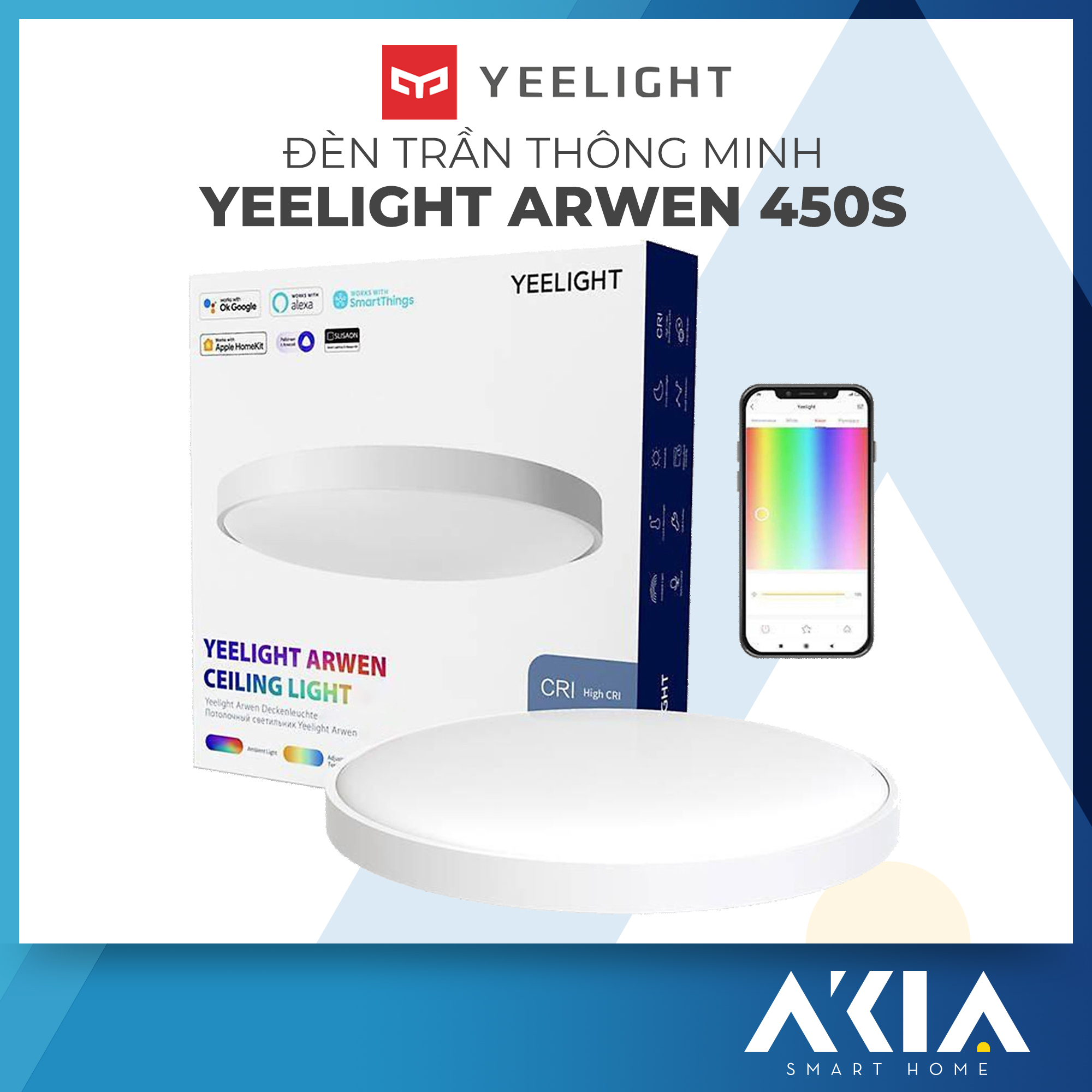 Đèn Led Ốp Trần Thông Minh Yeelight Arwen S450/S550 - 50W - Led RGB hắt trần - Hỗ trợ Homekit, Mihome Global - Hàng chính hãng