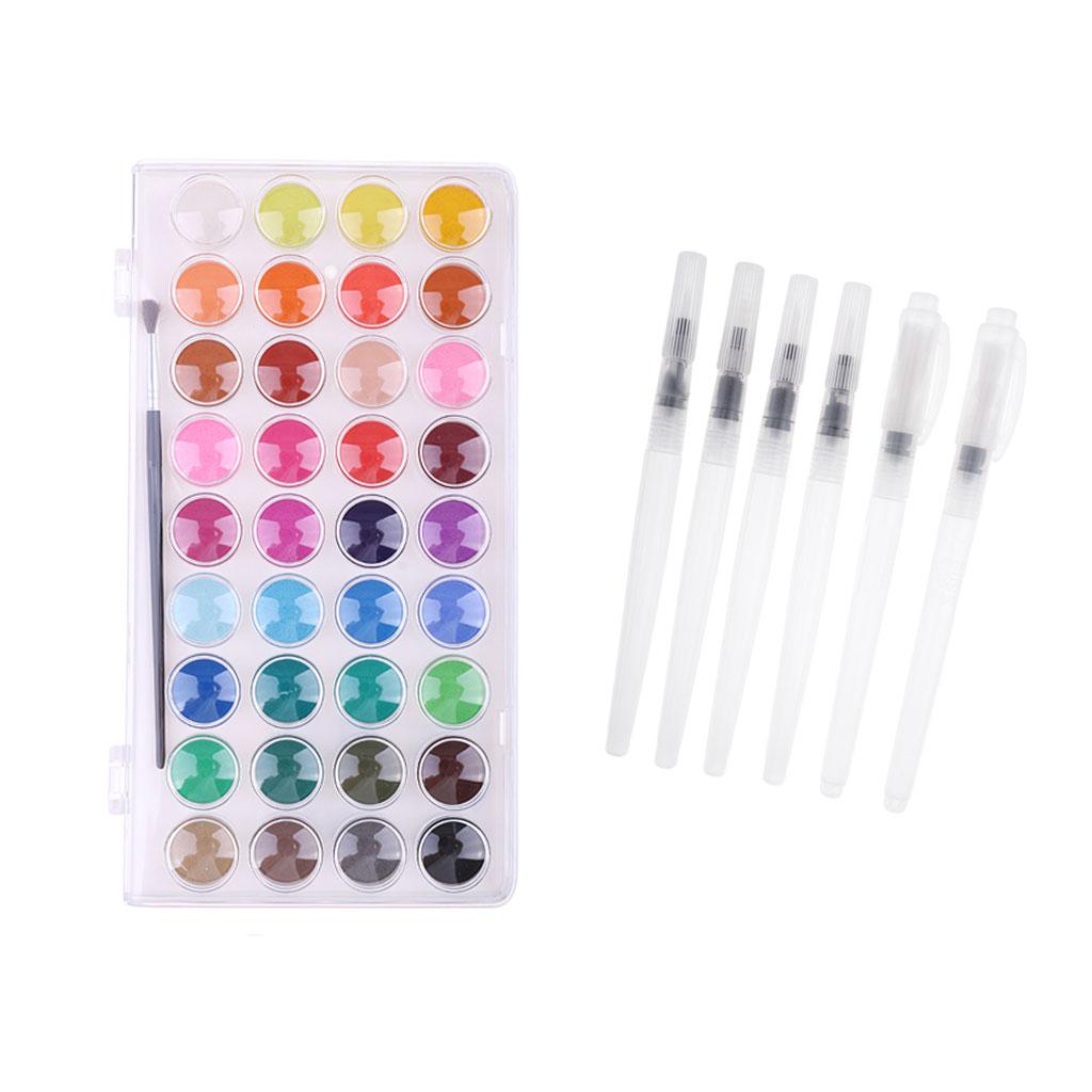 36 Màu Chắc Chắn Màu Nước Sơn Sắc Tố Bộ Vẽ + 6x Lông Nước Bút