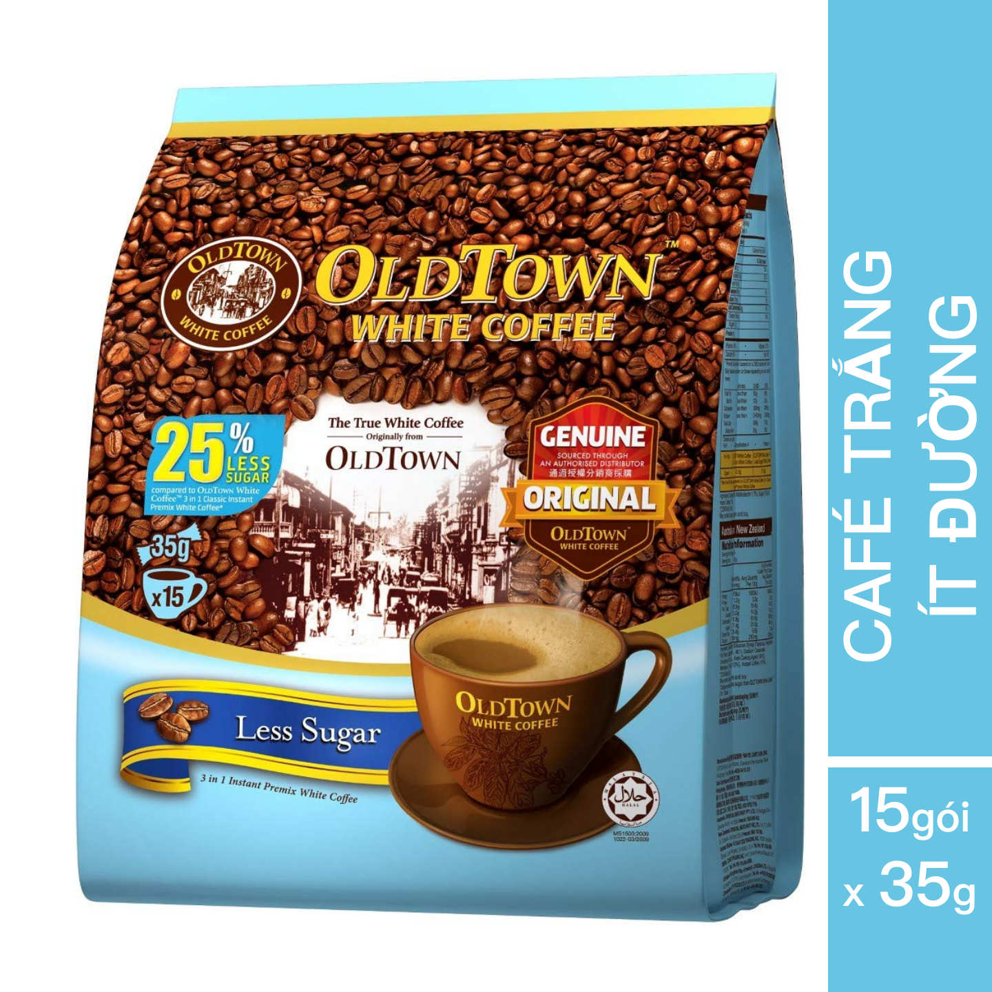 Cà Phê Trắng OldTown Ít Đường - OldTown 3 in 1 White Coffee Less Sugar