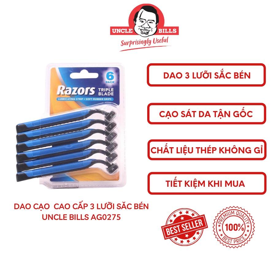 Bộ 6 Cái Dao Cạo 3 Lưỡi Cao Cấp Cạo Sát Da Tận Gốc Uncle Bills AG0275 Tiện Lợi Cạo Râu Cạo Bikini