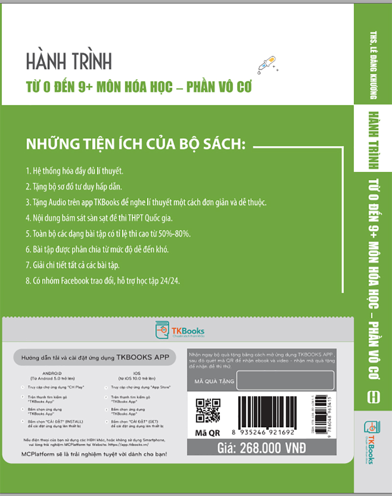 Hành Trình Từ 0 Đến 9+ Môn Hóa học - Phần Vô Cơ (Học kèm App TKBooks, tặng Ebook và Video, đề thi thử) (Tặng Bút Hoạt Hình Kute)