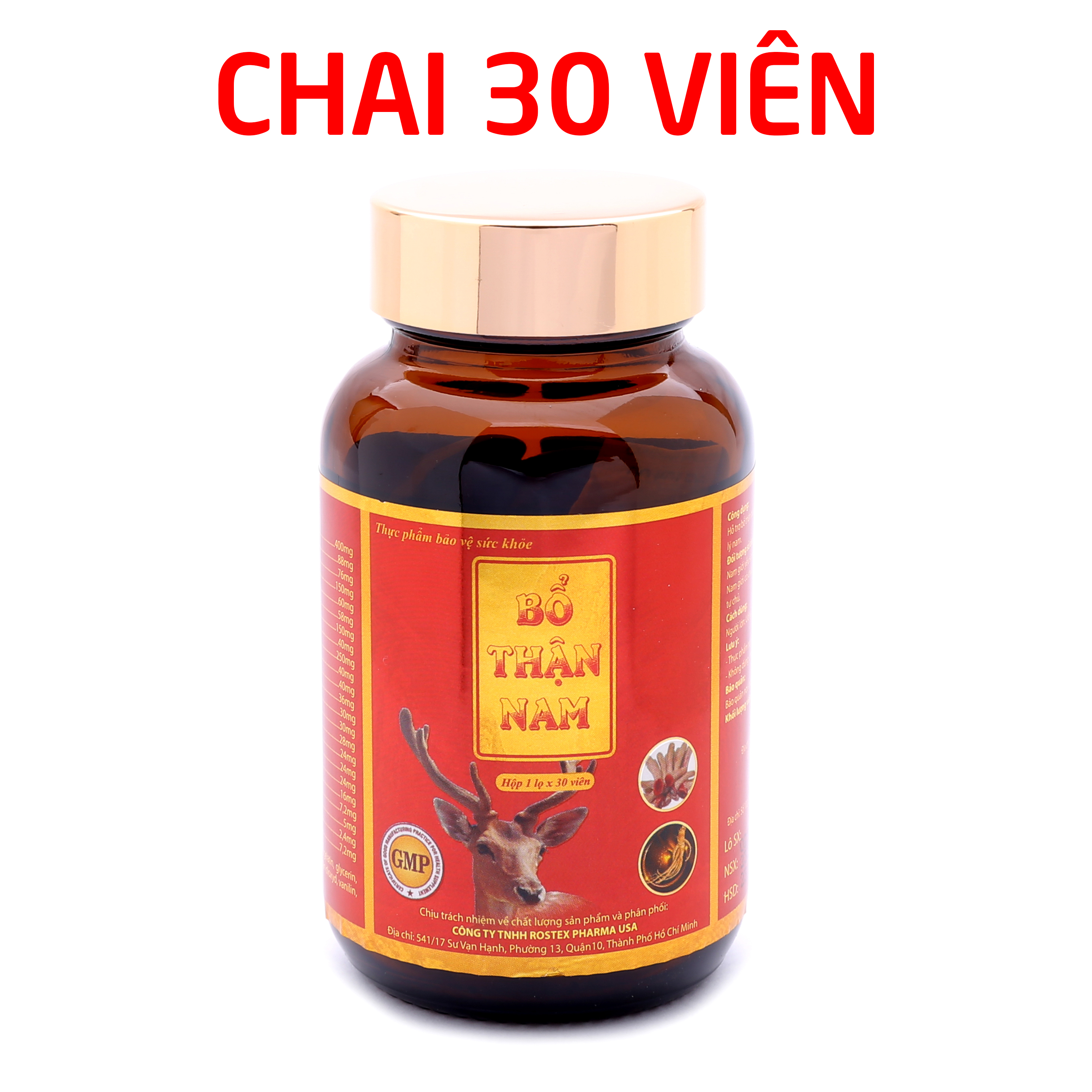 Combo 3 hộp Viên uống tăng cường sinh lý nam, bổ thận tráng dương Bổ Thận Nam Đỏ - Hộp 30 viên, 23 loại thảo dược nhân sâm, ba kích, nhung hươu, câu kỳ tử