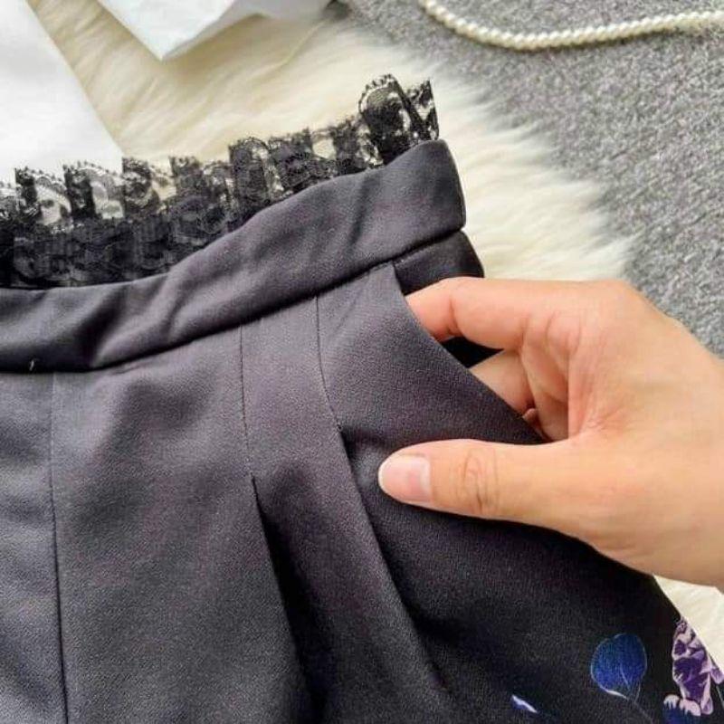 HÀNG NHẬP - SÉT BỘ SHORT ÁO CỔ SƠ MI PHỐI REN QUẦN HOA