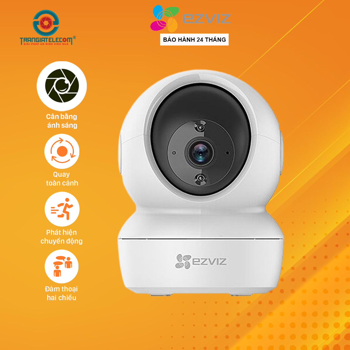 Camera wifi Ezviz C6N không dây xoay 360 độ đàm thoại 2 chiều - Hàng chính hãng