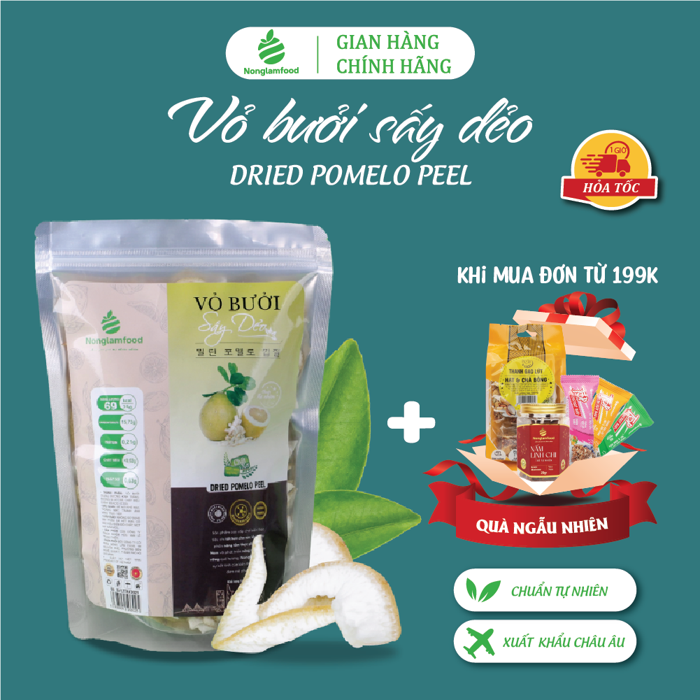 Hàng Loại 1 - Chuẩn Xuất Khẩu Vỏ Bưởi Sấy Dẻo Nonglamfood Túi Lớn Siêu Tiết Kiệm 500G Ăn Vặt Tốt Cho Sức Khỏe, Dáng Đẹp Eo Thon, Tăng Đề Kháng Tự Nhiên