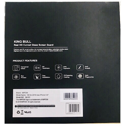 Miếng dán cường lực màn hình và Decal lưng sau cho iPhone 11 Pro hiệu MIPOW King Bull chuẩn 9H / 0.26 mm - Hàng nhập khẩu