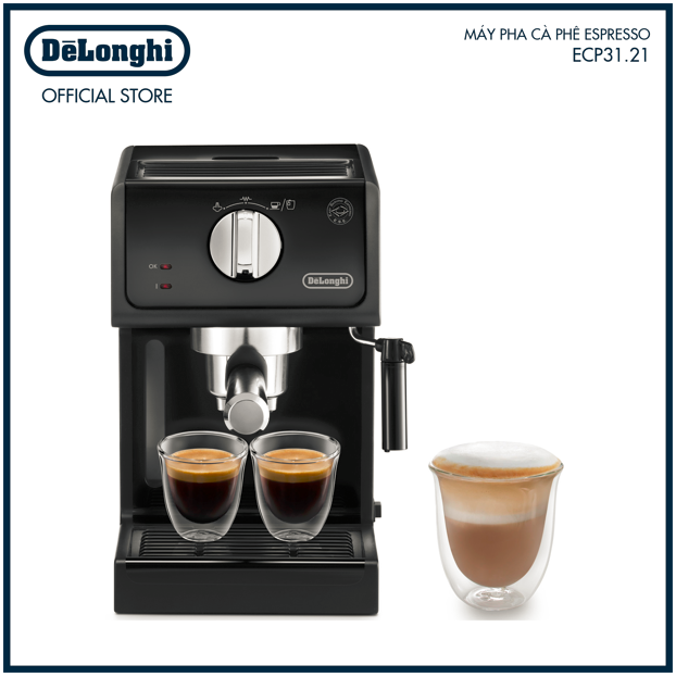 Máy Pha Cà Phê Espresso Delonghi ECP31.21, Coffee Machine, Máy Pha Cafe, Espresso, Capuccino, Dung Tích 1.1L, Nhập Khẩu