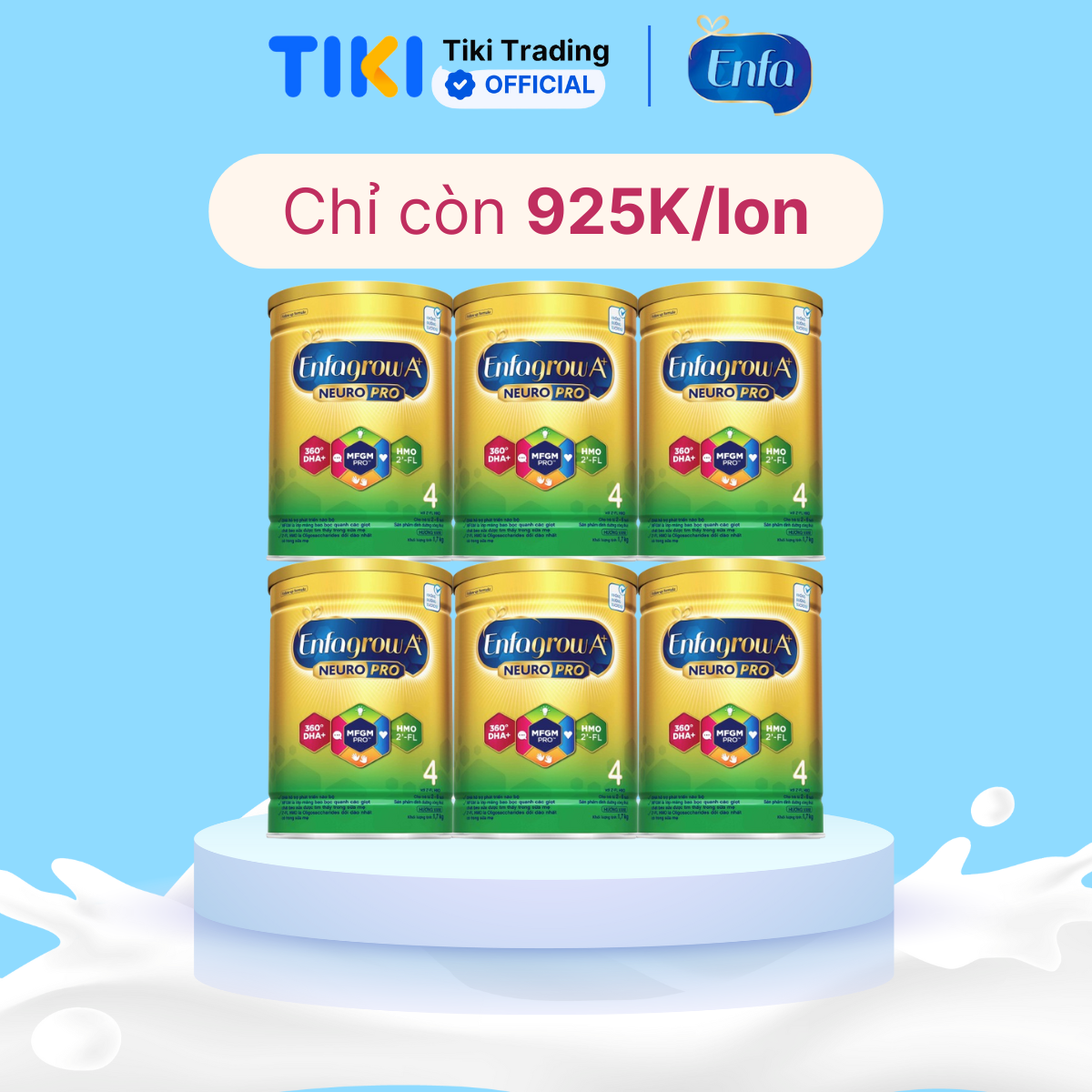 Thùng 6 lon sữa bột Enfagrow A+ NeuroPro 4 với 2’-FL HMO cho trẻ từ 2 – 6 tuổi – 1.7kg