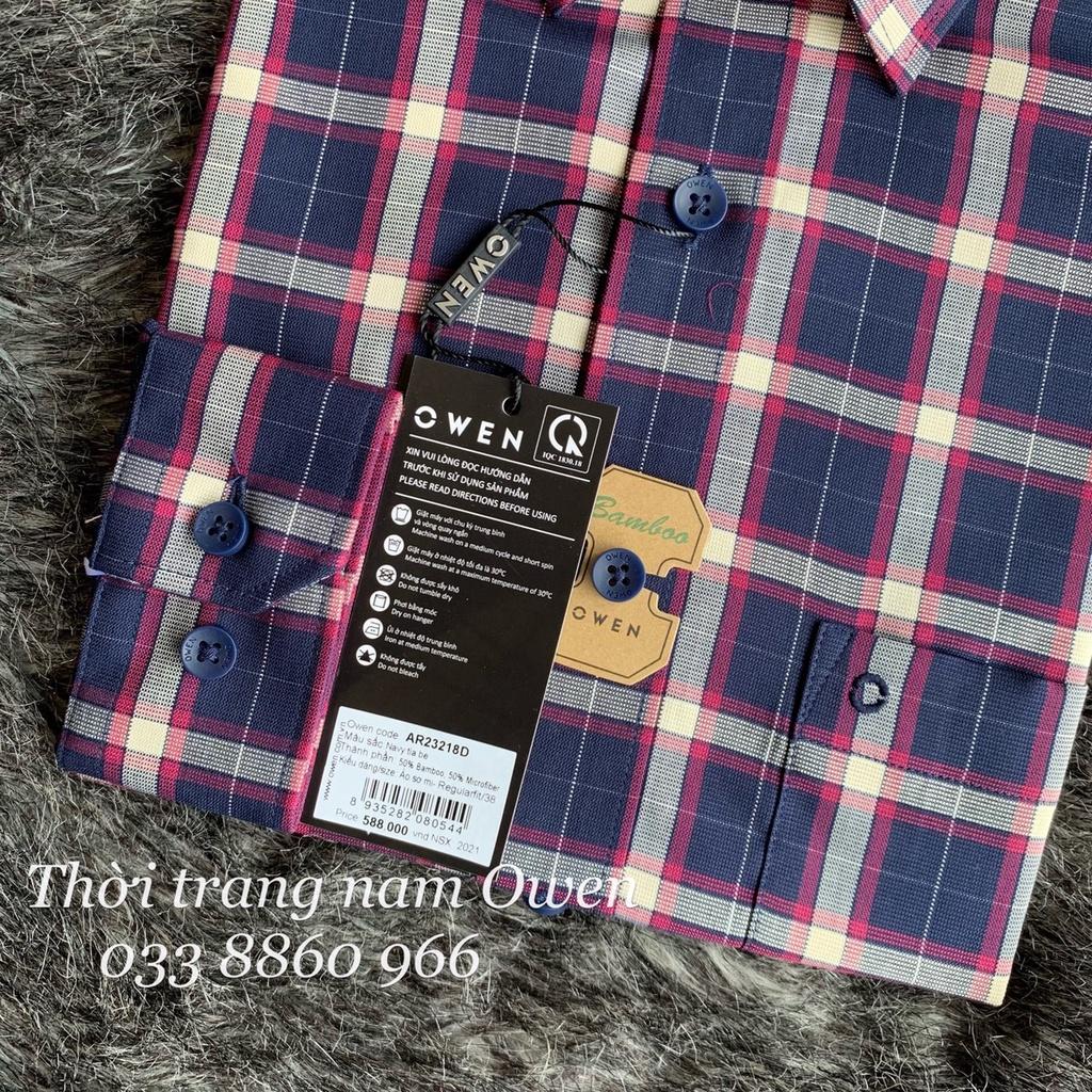 OWEN - Áo sơ mi dài tay Owen REGULAR FIT CHẤT SỢI TRE KẺ CA RÔ 23218