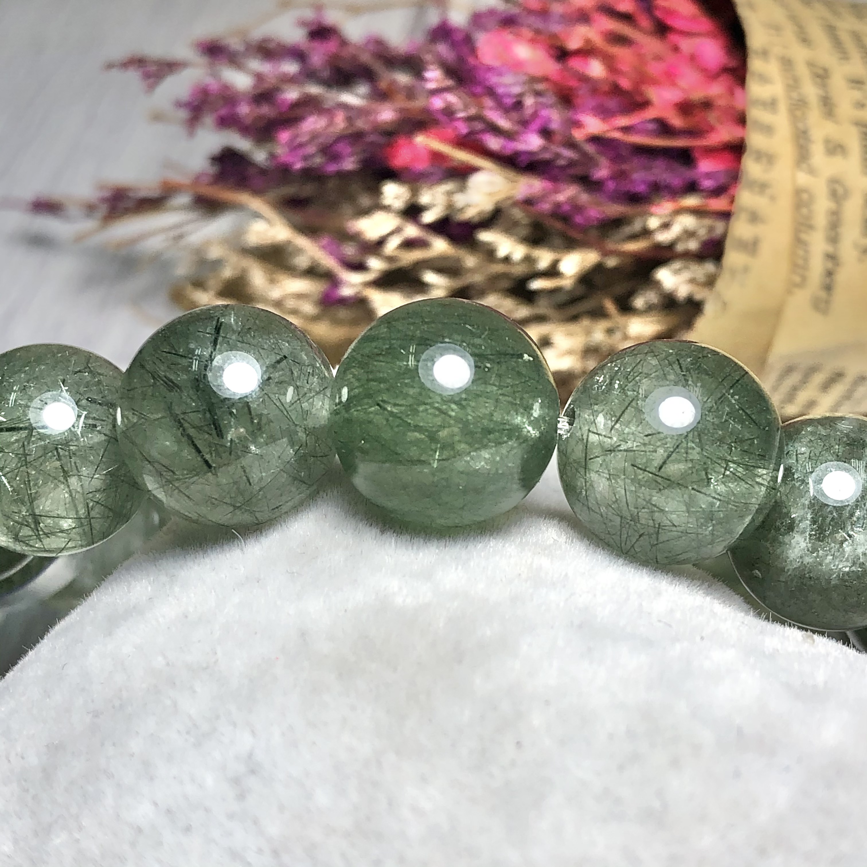 Vòng tay Thạch Anh Tóc xanh 13mm chuẩn 5A