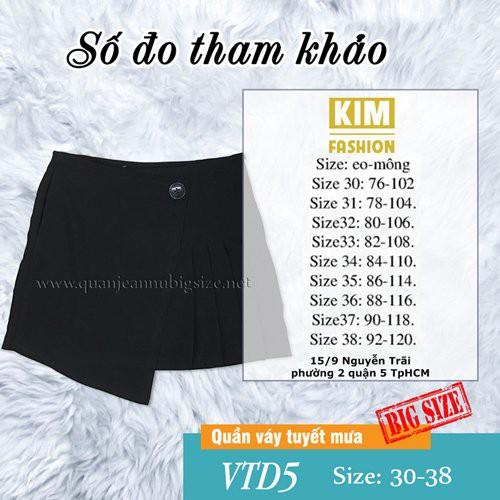 Quần giả váy bigsize KimFashion mã VTD5, quần váy bigsize chất tuyết mưa loại 1 56-78kg