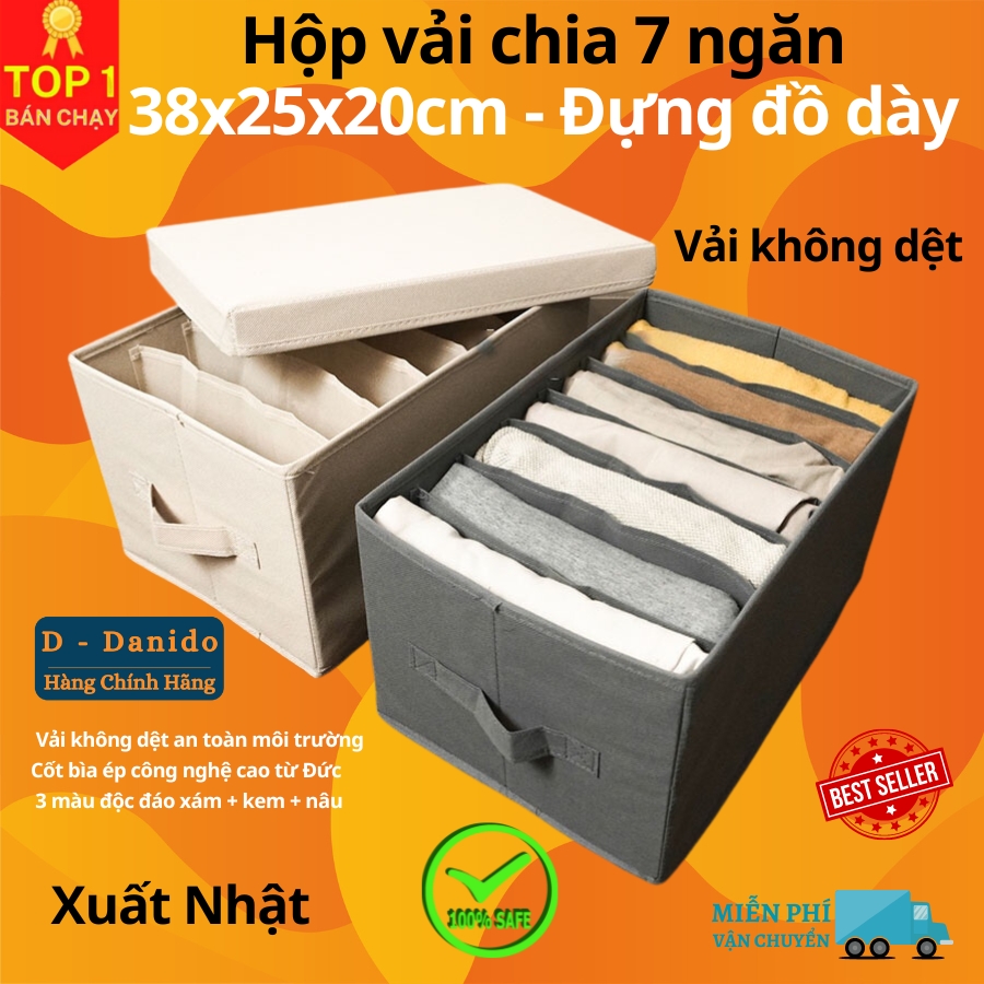 Hộp vải đựng đồ chia ngăn HQ4 - Hộp đựng quần áo chia 9 ngăn, 12 ngăn gấp gọn chính hãng