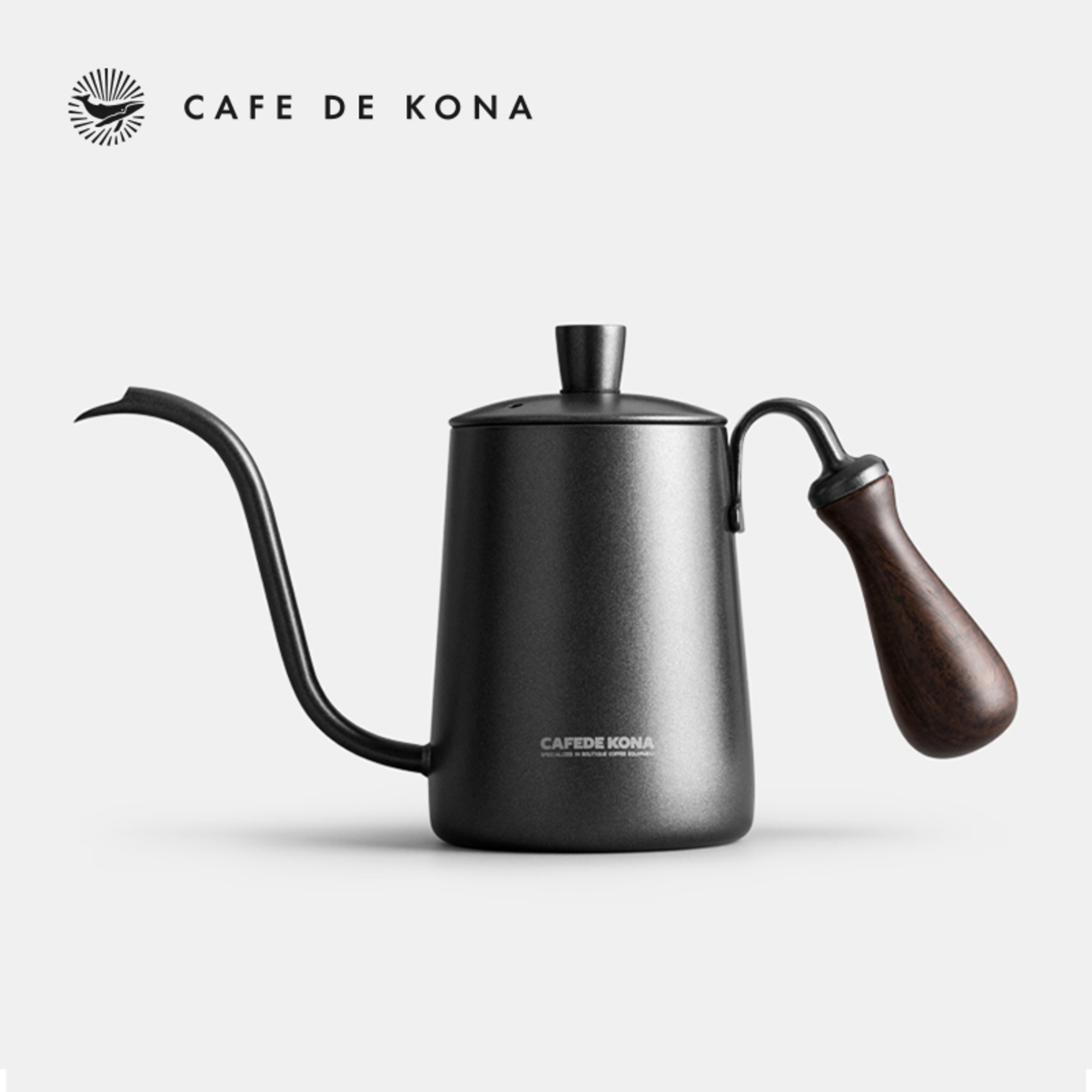 Ấm bình rót nước nóng pha cà phê bằng inox, cán gỗ CAFE DE KONA