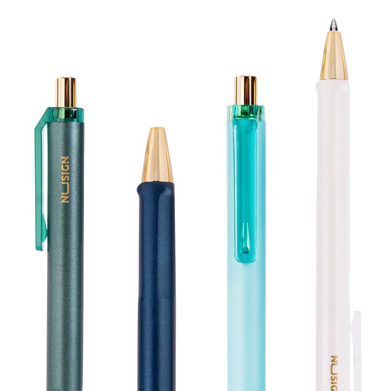 Bút bi dạng gel cao cấp Nusign - mực đen - ngòi 0.5mm đầu bấm kim loại - 5 màu nổi bật - 1 chiếc - NS557