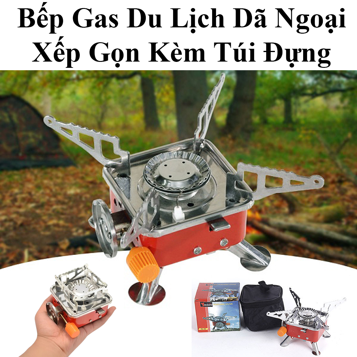 Bếp Gas Du Lịch Dã Ngoại Xếp Gọn Kèm Túi Đựng
