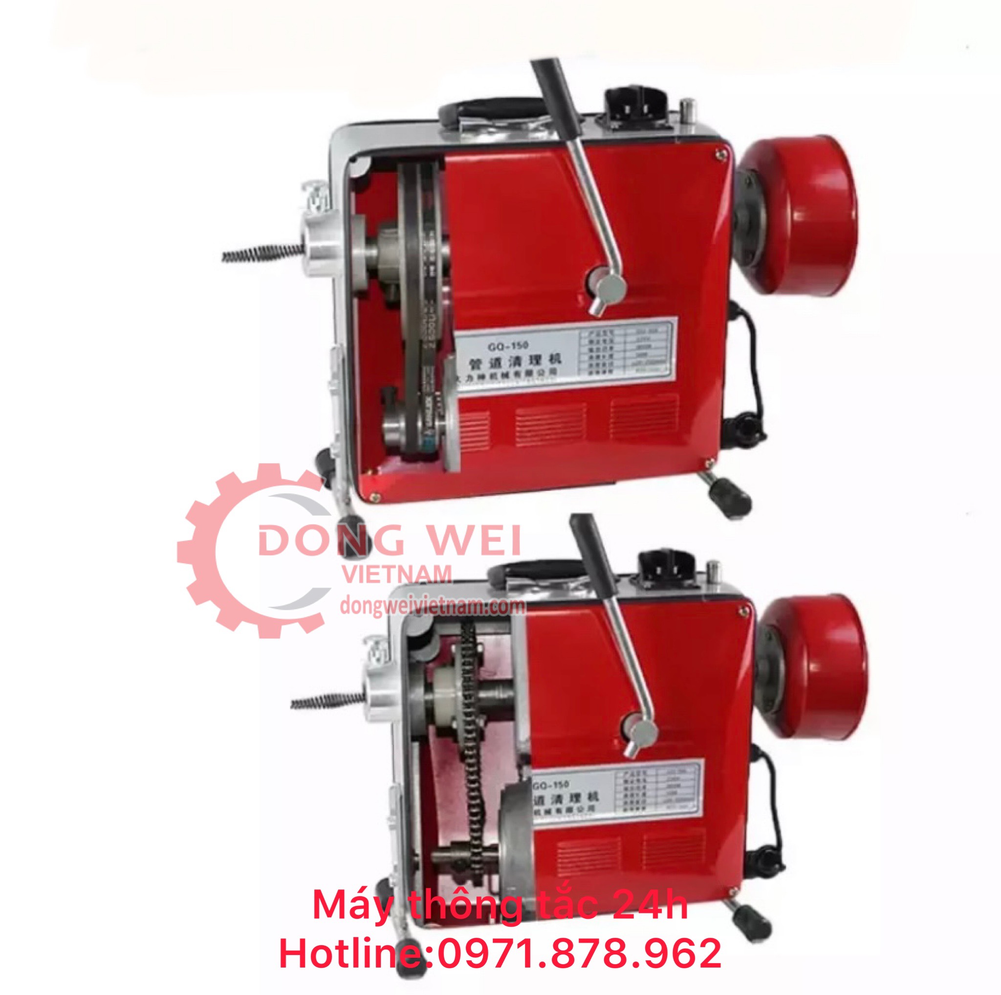 Máy thông cống GQ150-2200w kèm 3 cuộn dây đường kính 8,16,22mm