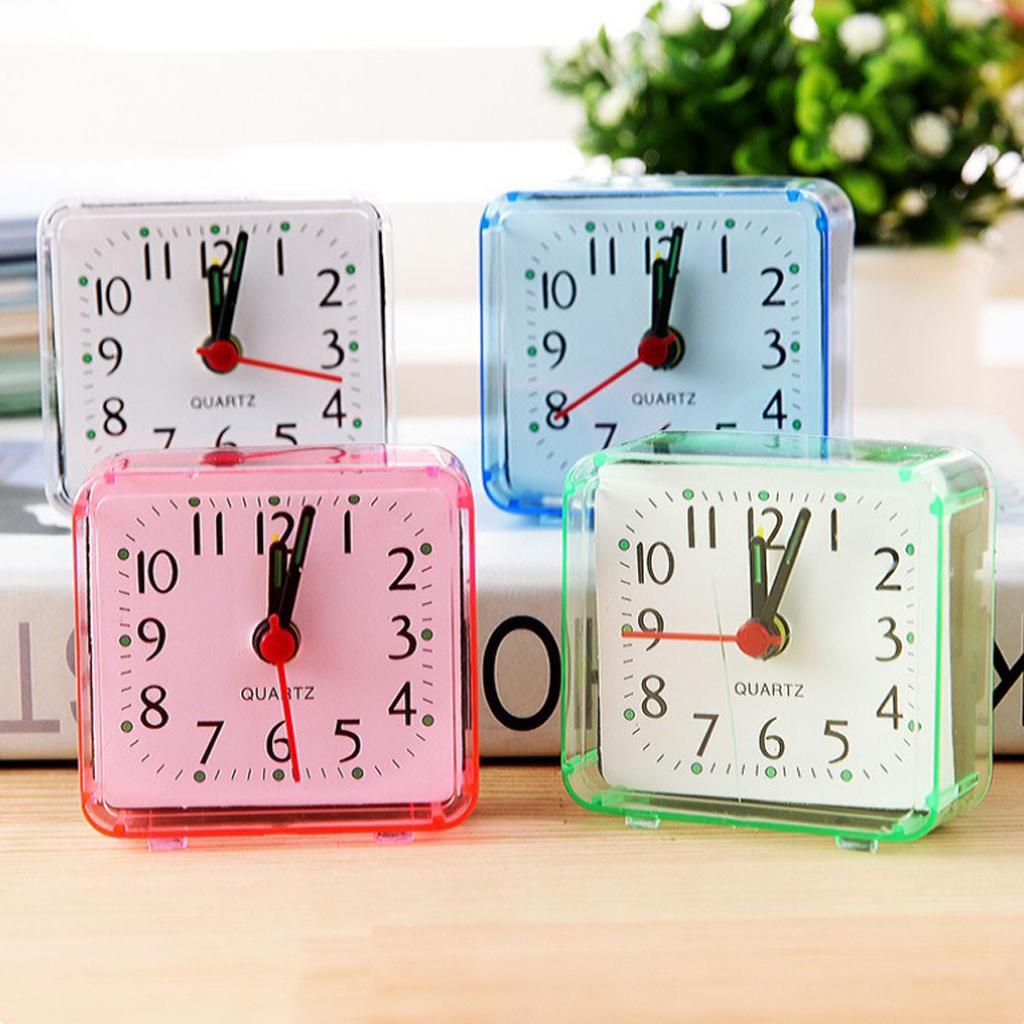 2X Mini Square Quartz Clock Travel Alarm Clock Bedroom Home Table Clock Blue