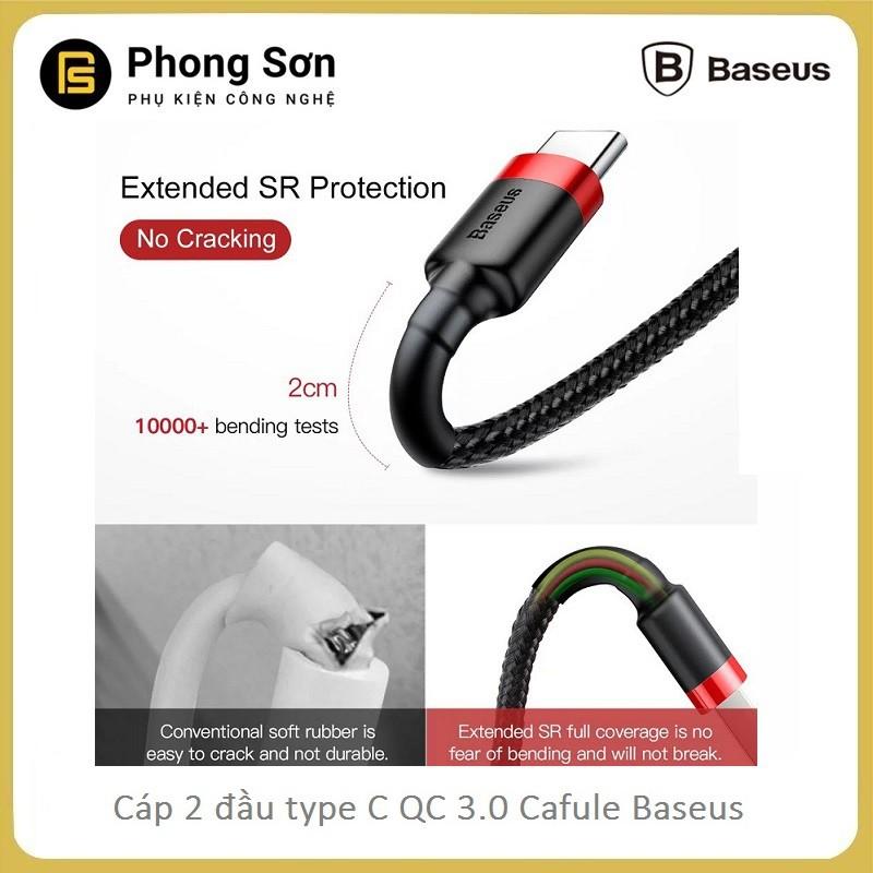 Cáp sạc nhanh Type C QC 3.0 3A 60W Baseus - 2 cổng Type C - Hàng Chính Hãng