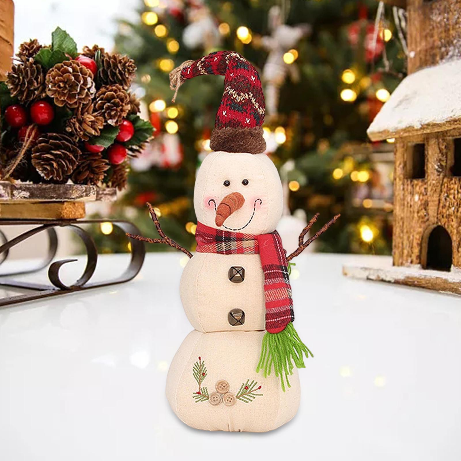 Christmas White Snowman Doll Figurines Plush for Fireplace Atmosphere Decor
