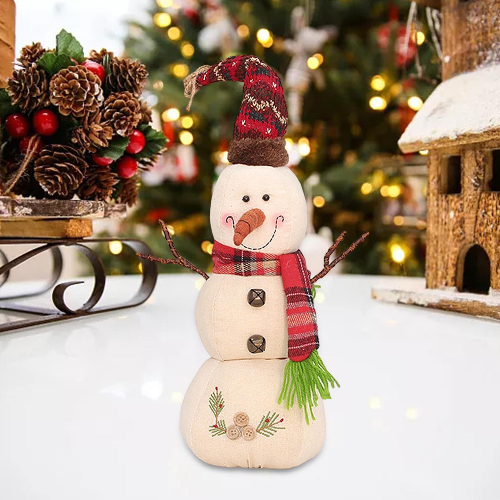 Christmas White Snowman Doll with Hooded Scarf Snowman Decor Shopping Mall Window Atmosphere Decoration