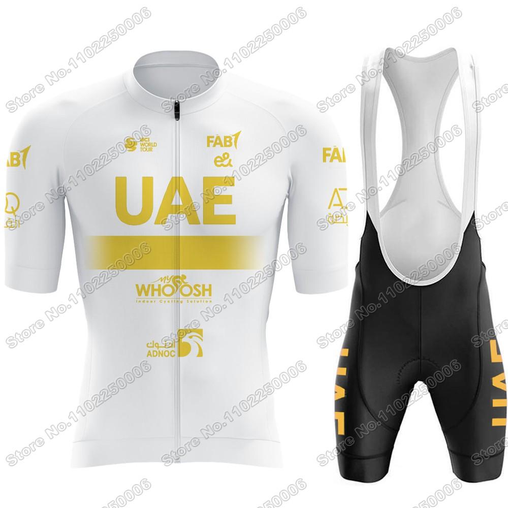 Đội Vàng UAE 2023 Đi Xe Đạp Quần Áo Thời Trang Mùa Hè Bộ Quần Áo Đạp Xe Jersey Tay Ngắn Cao Cấp Xe Đạp Đường Bộ Áo Sơ Mi Phù Hợp Với MTB Color: 8 Size: XXS