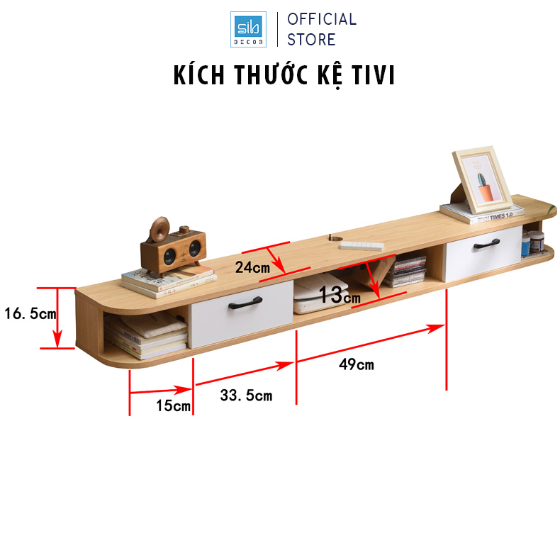 Kệ Trang Trí Tivi Phòng Khách, Phòng Ngủ Hiện Đại Màu Gỗ Sồi Kết Hợp Trắng SIB Decor