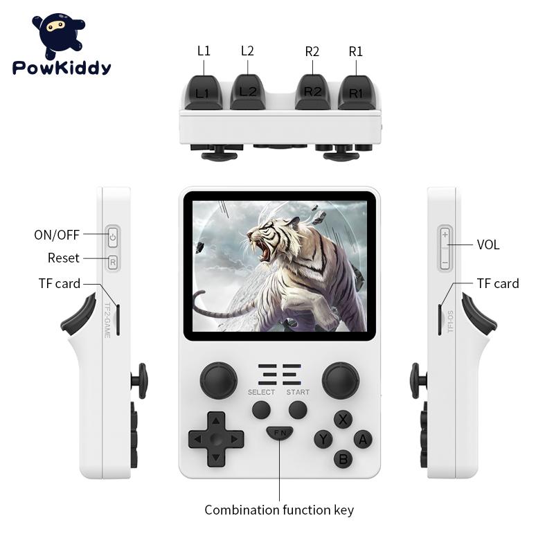 POWKIDDY Mới RGB20S Máy chơi game cầm tay Retro Hệ thống nguồn mở RK3326 Màn hình IPS 3,5 inch 4:3 Quà tặng cho trẻ em Màu sắc: Đen 128G