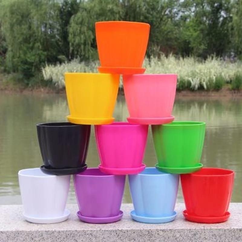 Chậu Hoa Mini Làm Từ Nhựa Nhiều Màu Để Bàn Trang Trí Sáng Tạo