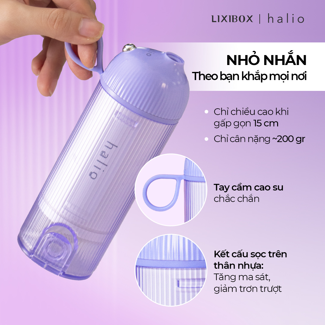 Combo Bàn chải điện Sonic Whitening Toothbrush Và Máy Tăm Nước Cầm Tay Halio UltraClean Oral Irrigator - Periwinkle