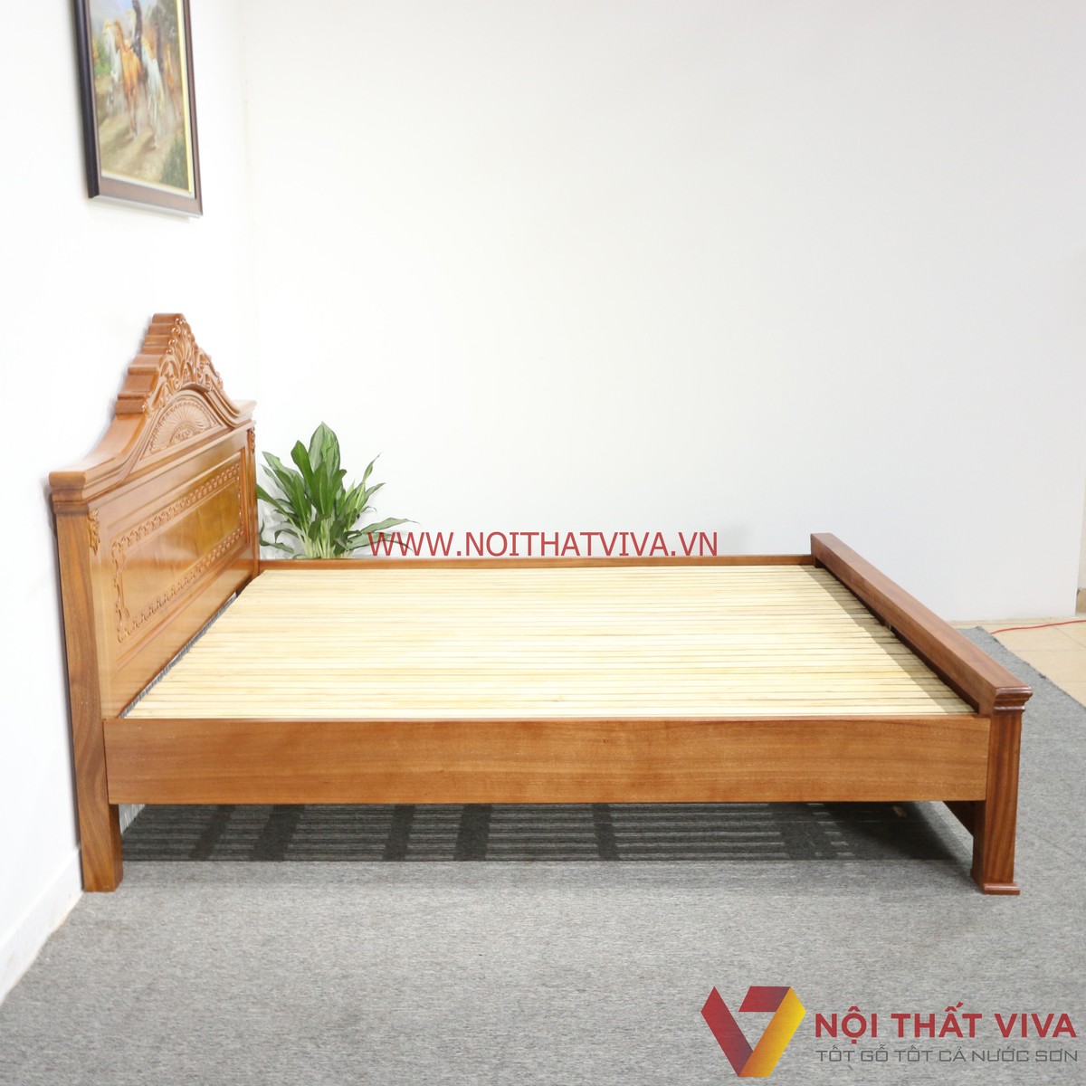 Giường Ngủ Gỗ Xoan Đào Tân Cổ Điển Chạm Sò Bền Đẹp Giá Rẻ
